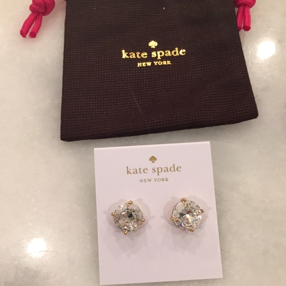 NWT🎁 Kate Spade Gumdrop Earrings Clear/Gold - Picture 2 of 3